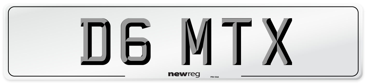 D6 MTX Number Plate from New Reg